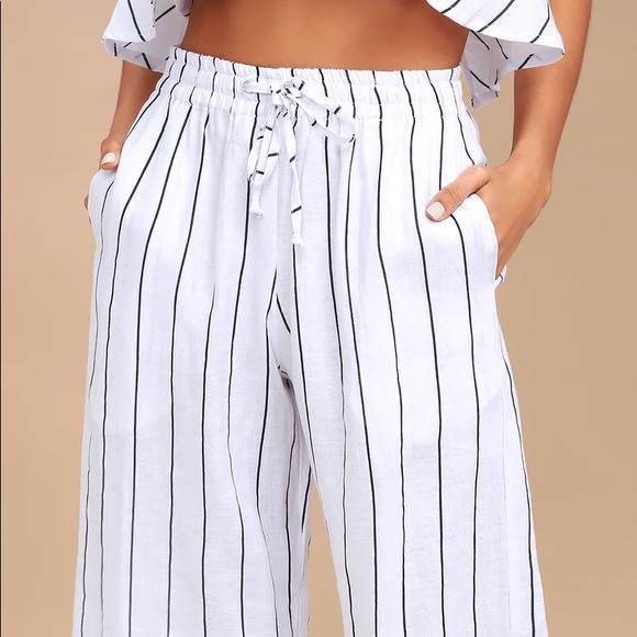 🎯NWOT Faithfull the Brand Clemence Navy Blue & White Striped Culottes Size Small - Picture 2 of 12